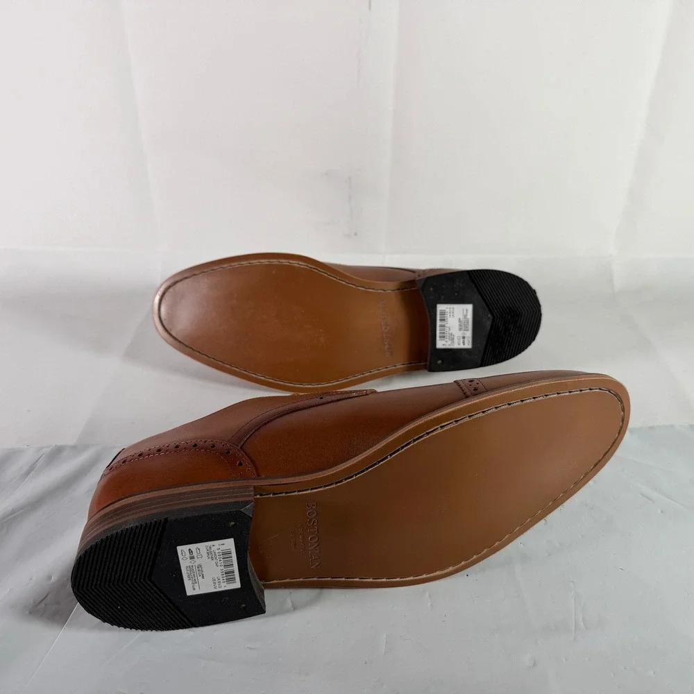 Bostonian Lamont Cap Mens 9.5 M Tan Leather Oxford Brogue Dress Shoes New